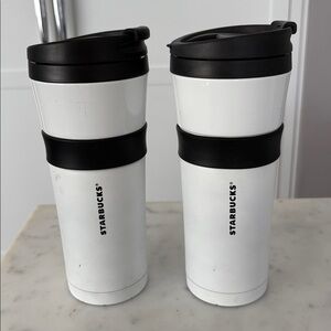 STARBUCKS Stainless Steel Travel Grip Tumblers. 16 fl oz. Set of 2